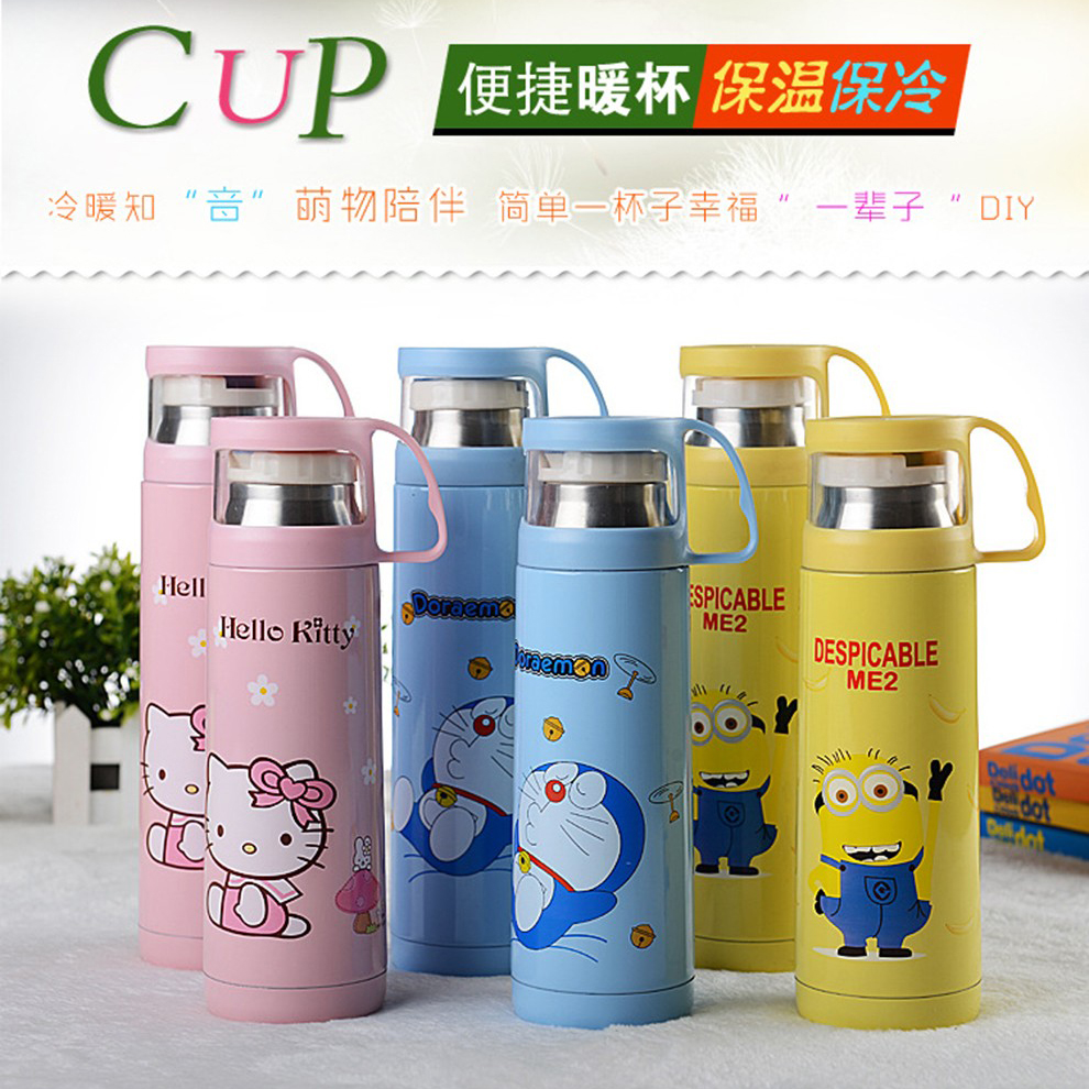  Botol  Thermos Kartun  Stainless Steel 500ML Blue 