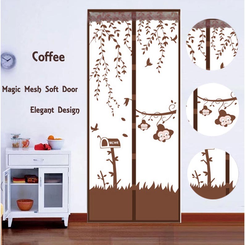  Tirai Pintu Magnetik Anti Nyamuk Desain Monkey Brown 