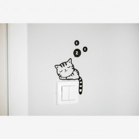 Stiker Dinding Lucu Sleeping Cat Wallpaper - Black - 1