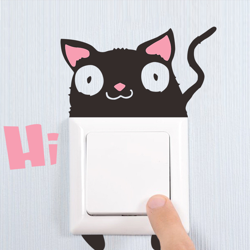  Sticker Wallpaper Dinding  Hi Cat Black JakartaNotebook com