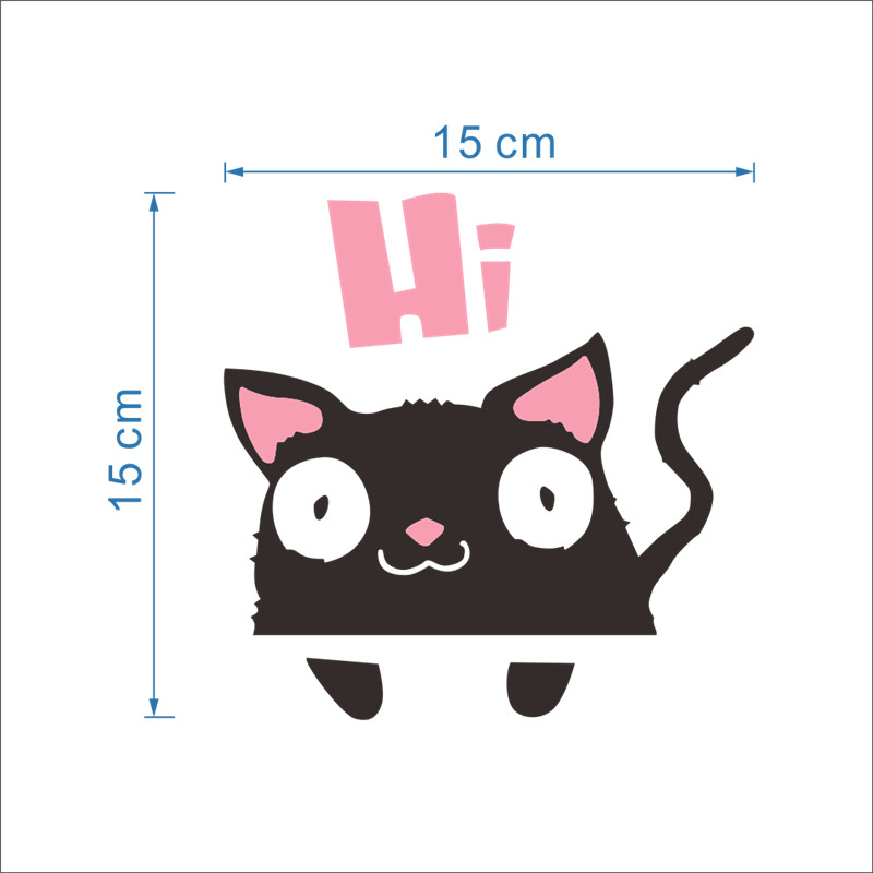  Sticker  Wallpaper  Dinding  Hi Cat Black JakartaNotebook com