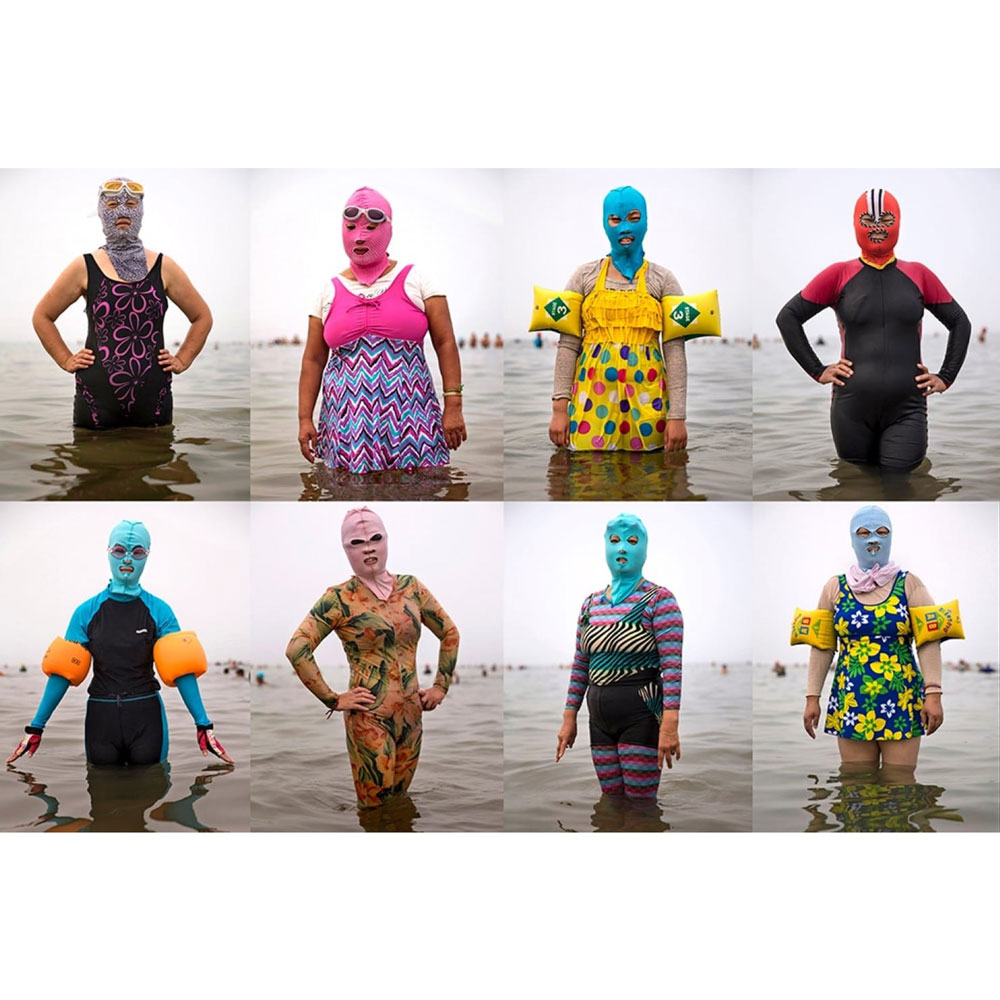 Facekini Topi Topeng Renang Full Face Sun Block Black