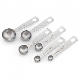 Sendok & Garpu - HOOMIN Sendok Takar Ukur Measurement Spoon Stainless Steel 6 PCS - 16752 - Silver