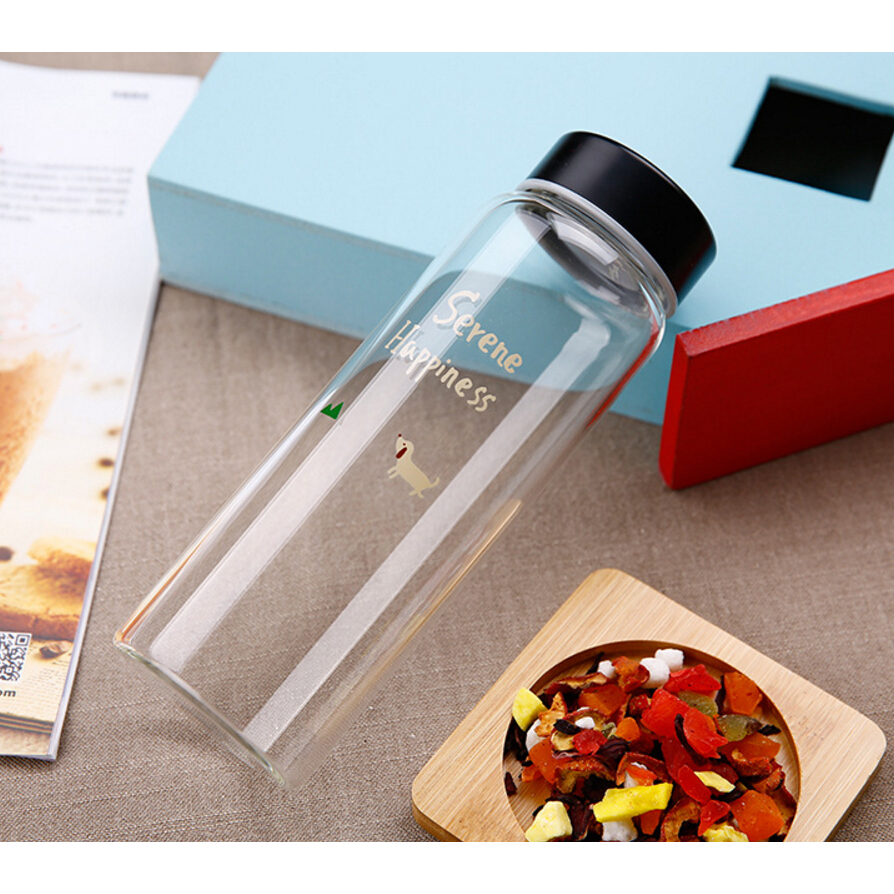 Botol Minum Tumbler Kaca 450ml Random Motif 