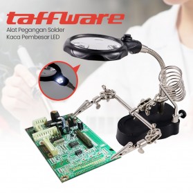 Taffware Alat Pegangan Solder Helping Hand dan Kaca Pembesar LED - TE-801 - Black