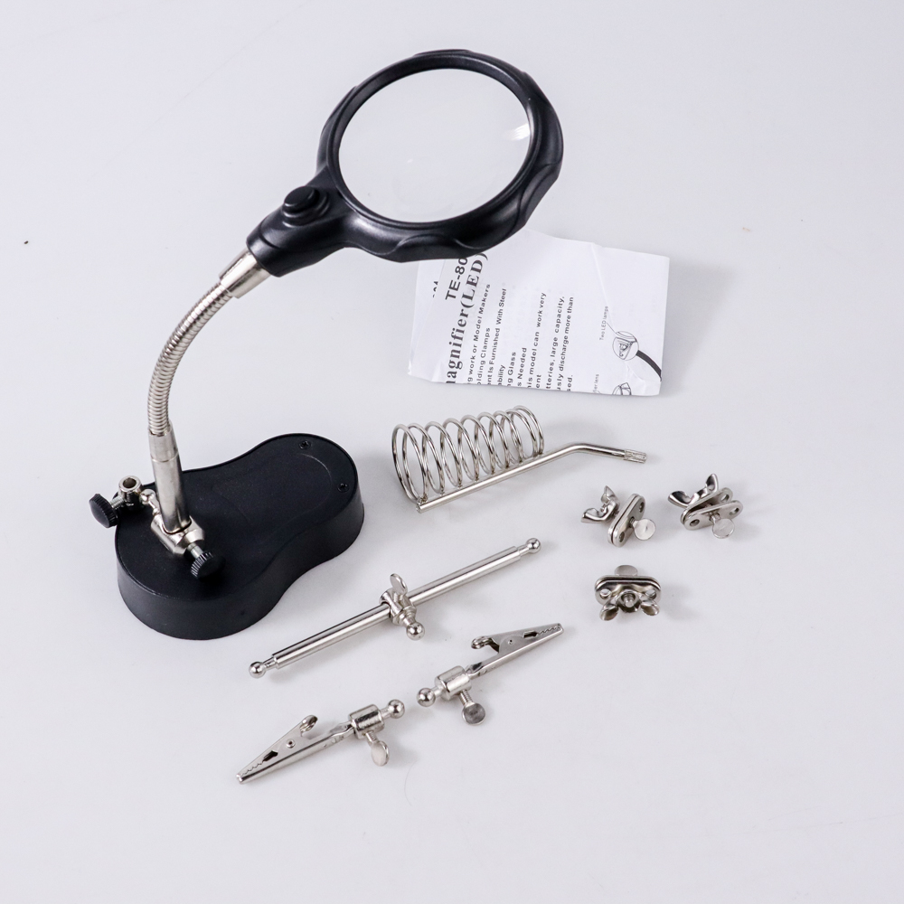 Taffware Alat Pegangan Solder Helping Hand dan Kaca Pembesar LED - TE
