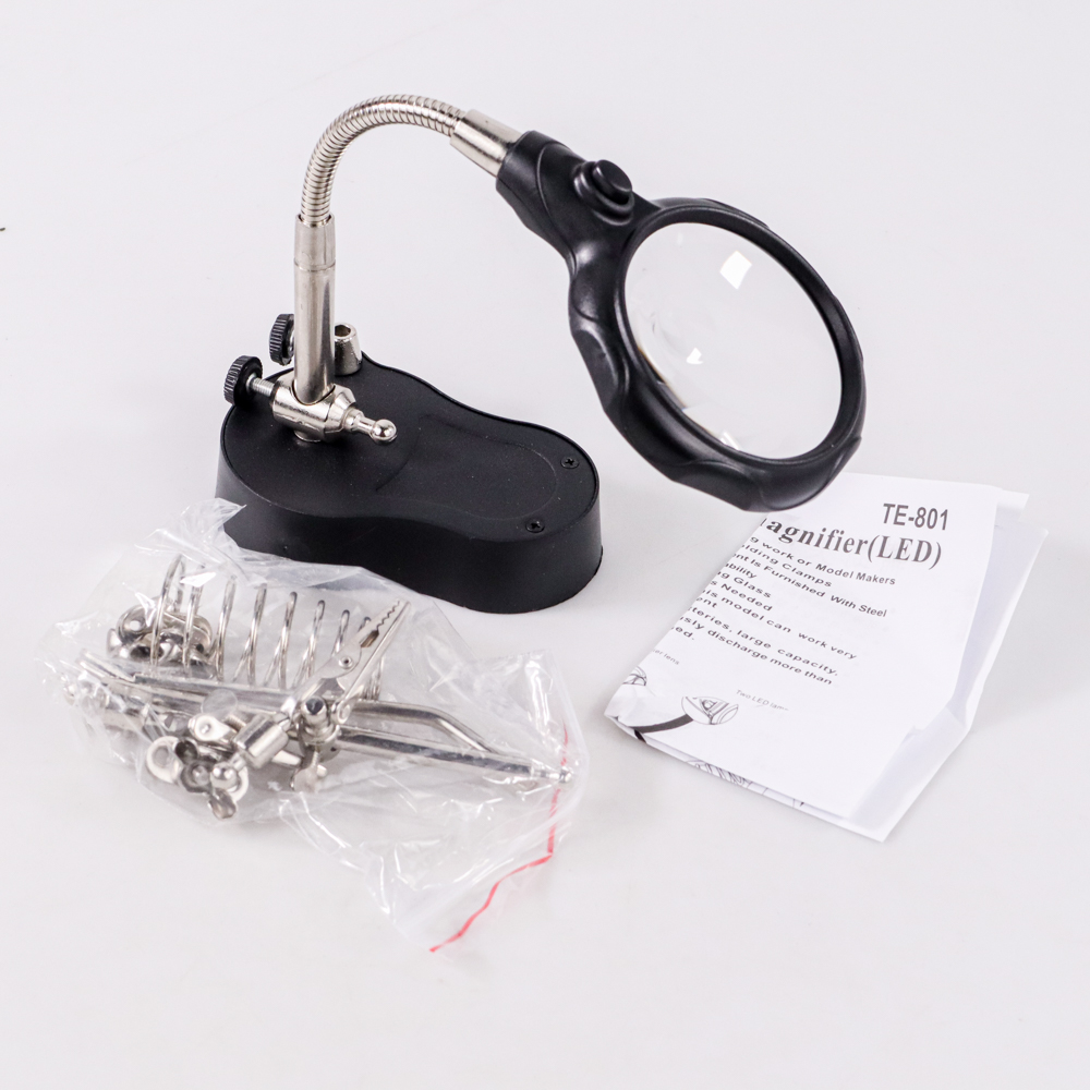 Taffware Alat Pegangan Solder Helping Hand dan Kaca Pembesar LED - TE