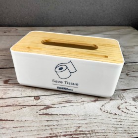 TaffHOME Kotak Tisu Kayu dengan Smartphone Holder Mobile and Tissue Box - ZJ005 - White - 7