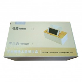 TaffHOME Kotak Tisu Kayu dengan Smartphone Holder Mobile and Tissue Box - ZJ005 - White - 8