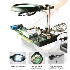 Taffware Helping Hand Alat Pegangan Solder + Kaca Pembesar + Lampu LED - MG16129-C - Black - 1