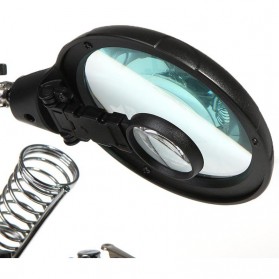 Taffware Helping Hand Alat Pegangan Solder + Kaca Pembesar + Lampu LED - MG16129-C - Black - 6