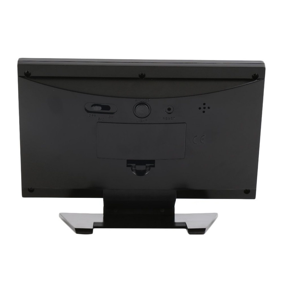 Jam Weker Alarm Meja LED Calendar Temperatur Clock - Black 