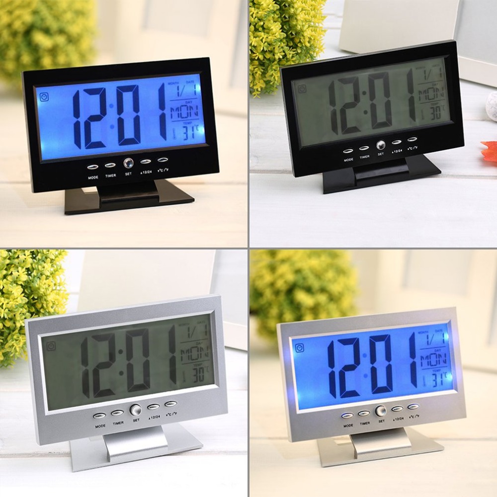jam weker alarm meja led calendar temperatur clock black jam weker alarm meja led calendar temperatur clock black