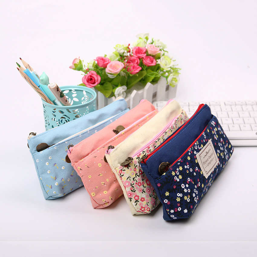  Tempat Pensil  Shabby Double Zipper Pouch Dark Blue 