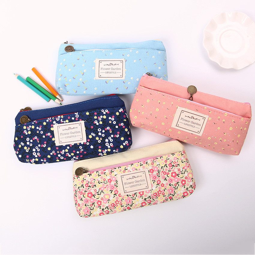  Tempat Pensil  Shabby Double Zipper Pouch Dark Blue 