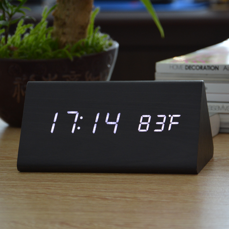 Jam Alarm LED Wood Thermometer Sensor Suara - 909 - Black ... Jam Alarm LED Wood Thermometer Sensor Suara - 909 - Black ...