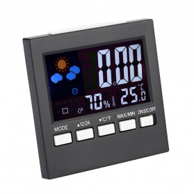 Jam Alarm LED Thermometer Hygrometer Forecast Weather Station - 2159T - Black - 4