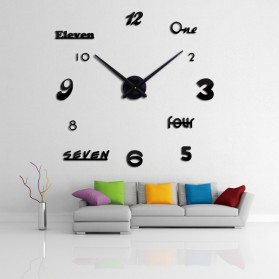 Jam Dinding DIY Giant Wall Clock Quartz Creative Design Acrylic Huruf dan Angka - DIY-02 - Black - 1