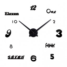 Jam Dinding DIY Giant Wall Clock Quartz Creative Design Acrylic Huruf dan Angka - DIY-02 - Black - 2