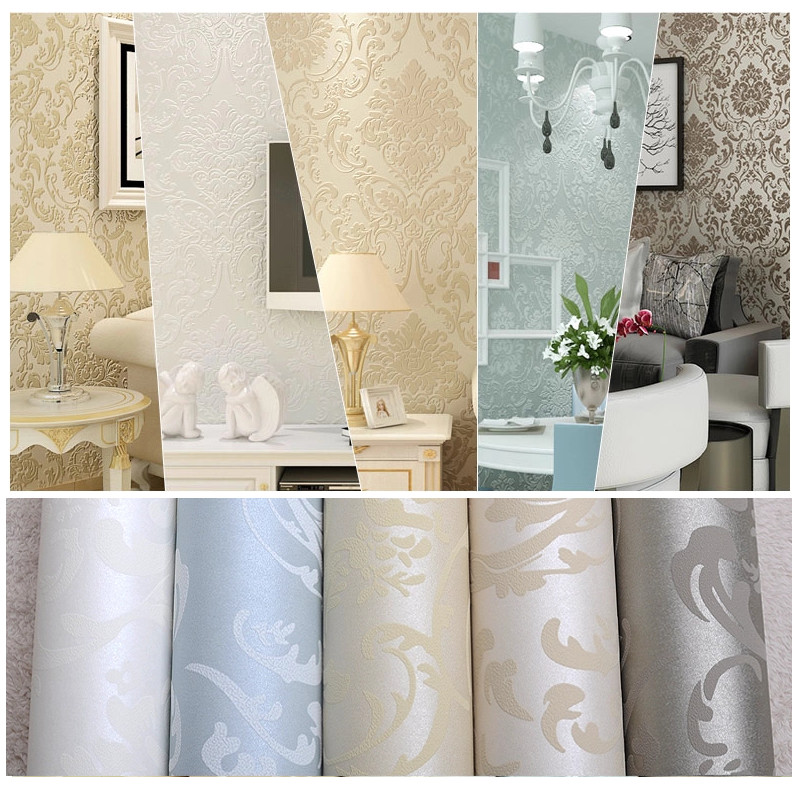 Wallpaper Dinding Glossy Modern European Style Beige Wallpaper Dinding Glossy Modern European Style Beige