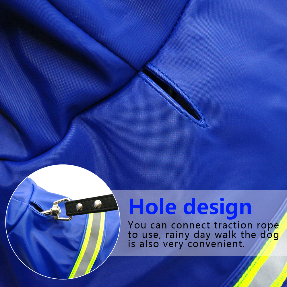 Jaket Anti Hujan Anjing Waterproof Size L - Blue - 8 .