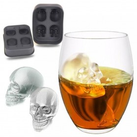 Cetakan Es Batu - Cetakan Es Batu Silikon Model Skull - SKL142 - Black