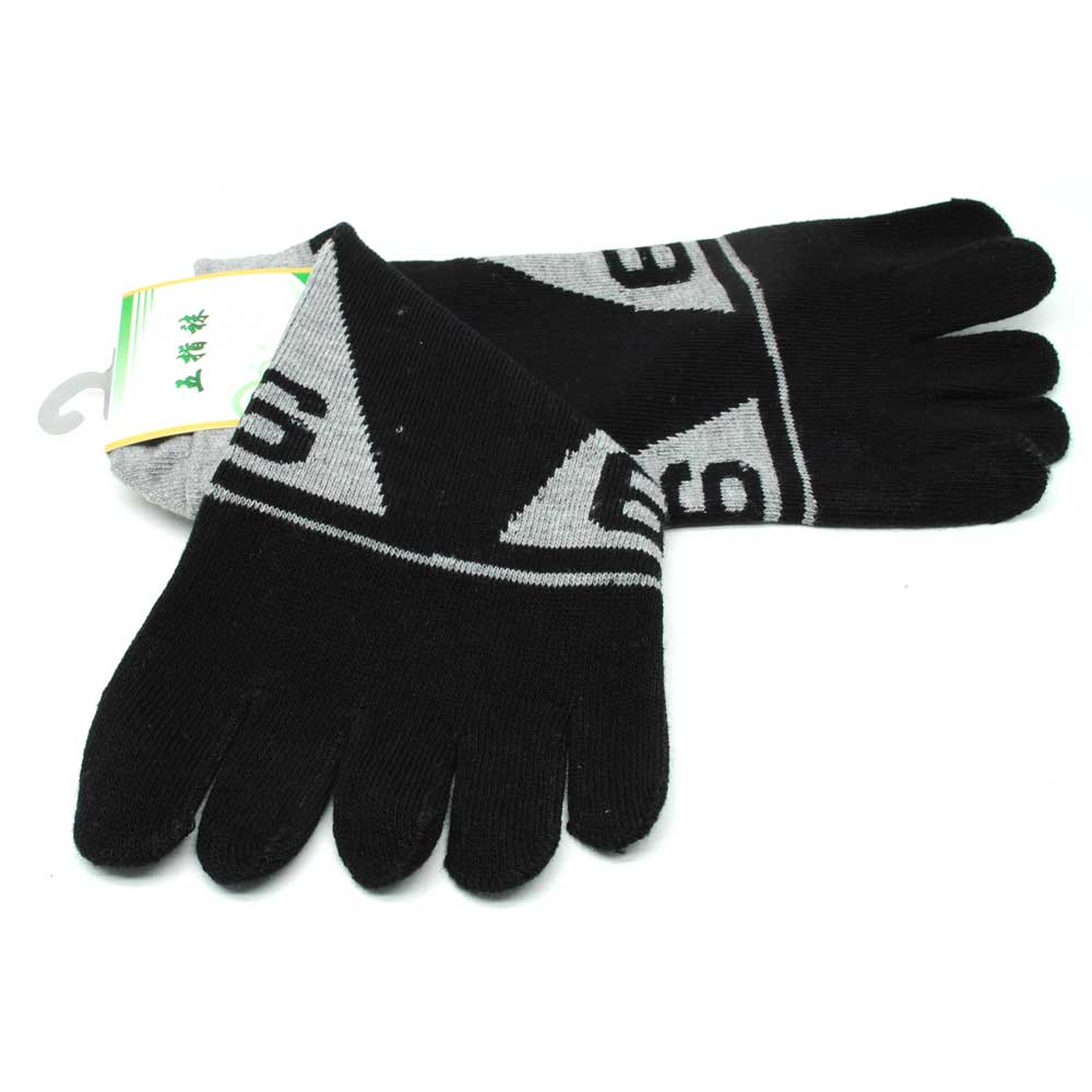 Kaos Kaki Lima Jari Unisex Corak Angka 6 Gray Black