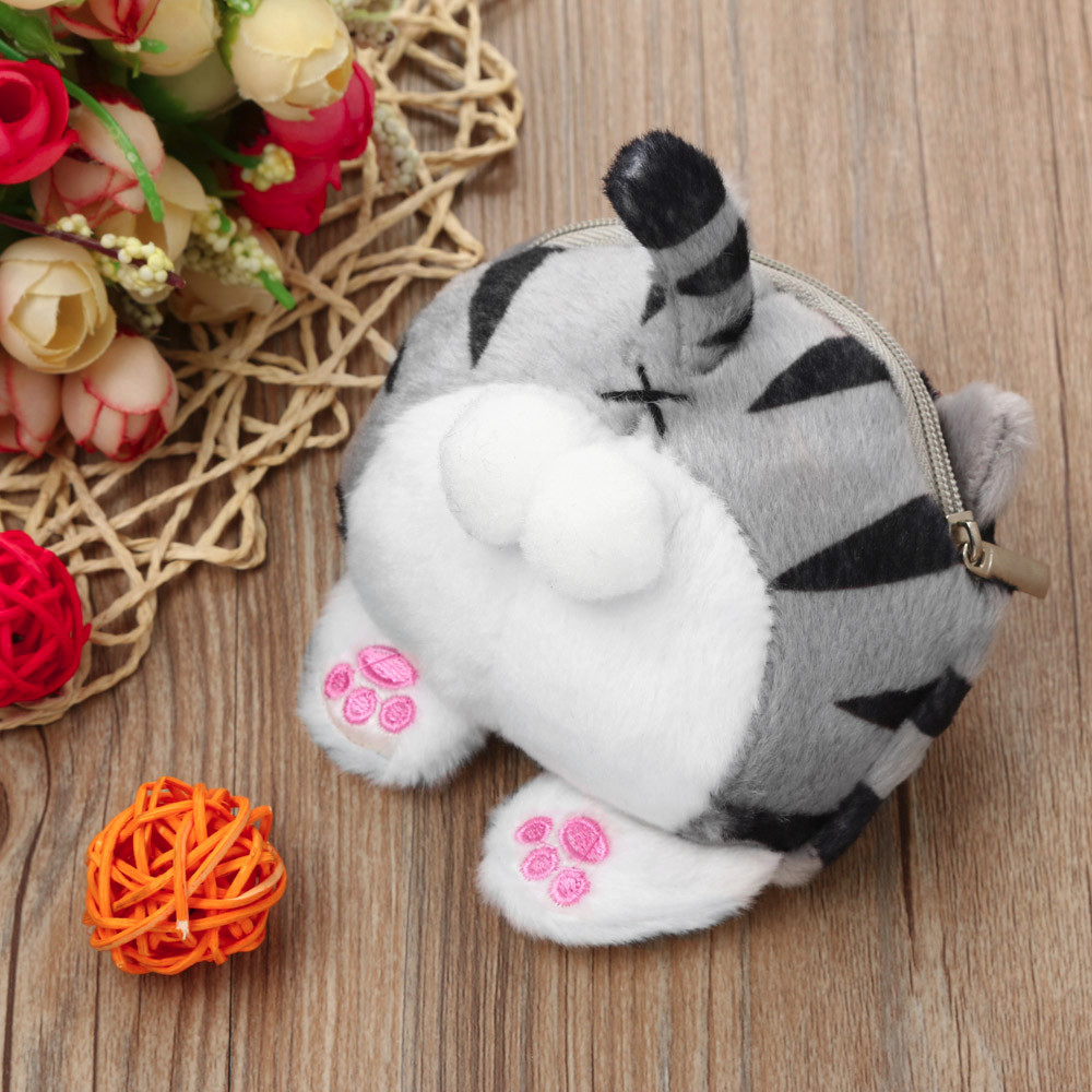 Dompet Koin Boneka Model Kucing - Gray - JakartaNotebook.com