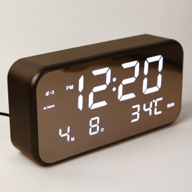 Jam Alarm Digital dengan Sensor Temperature + Calender + Mirror - 8801 - Black - 1