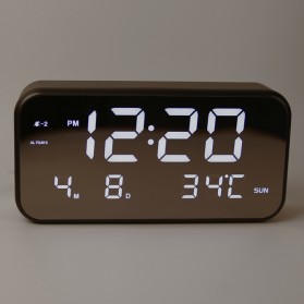Jam Alarm Digital dengan Sensor Temperature + Calender + Mirror - 8801 - Black - 2