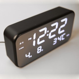 Jam Alarm Digital dengan Sensor Temperature + Calender + Mirror - 8801 - Black - 3