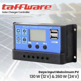 Taffware Solar Charger Controller Dual USB 10A 12V 24V - W88-A - Black