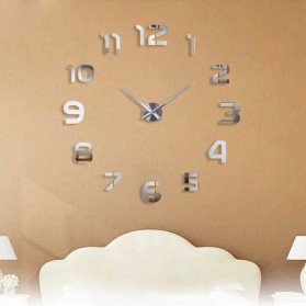 Taffware Jam Dinding Besar DIY Giant Wall Clock Quartz 80-130cm - DIY-105 - Silver