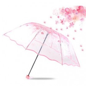 Yesello Payung Lipat Jepang Motif Transparan Cherry Blossom - E023 - Pink