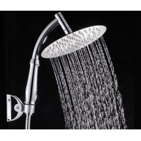 Kepala Shower Mandi Rainfall Stainless Steel Round Shower 8 Inch - 201 - Silver - 9
