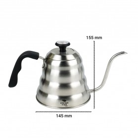 One Two Cups Coffee Maker Pot V60 Drip Kettle Teko Barista 1200ML with Thermometer - Silver - 6