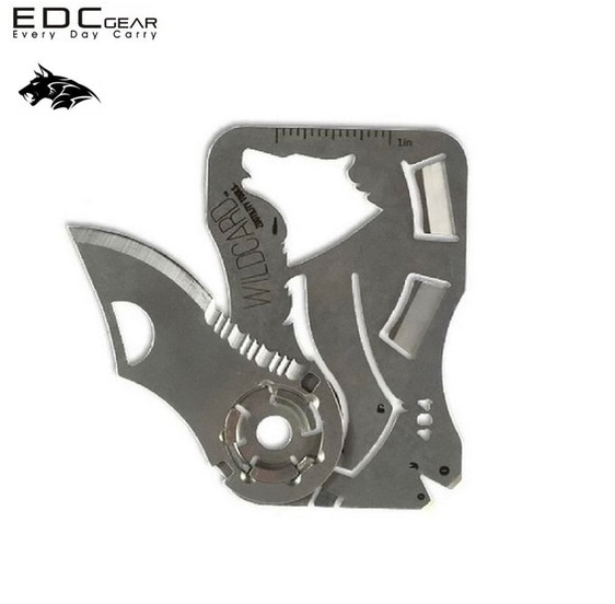 EDCGEAR Wolf Pisau Lipat Kartu Multifungsi Hidden Portable Knife Credit Card Survival Tool .