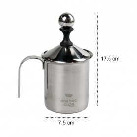 One Two Cups Gelas Kopi Milk Jug Espresso Latte Art Coffee Frother Double Mesh 400ml - WZ0011 - Silver - 8