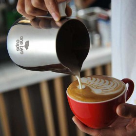One Two Cups Gelas Milk Jug Kopi Espresso Latte Art Stainless Steel 200 ml - J068 - Silver