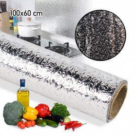 AWOO Wallpaper Aluminium Foil Anti Minyak Waterproof Sticker 100x60 cm Model Orange - YK-292 - Silver