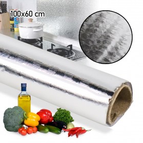 AWOO Wallpaper Aluminium Foil Anti Minyak Waterproof Sticker 100x60cm Model Cubic - YK-292 - Silver