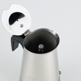 One Two Cups Espresso Coffee Maker Moka Pot Teko Stovetop Filter 300 ml 6 Cup - Z21 - Silver - 3