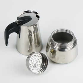 One Two Cups Espresso Coffee Maker Moka Pot Teko Stovetop Filter 300 ml 6 Cup - Z21 - Silver - 5