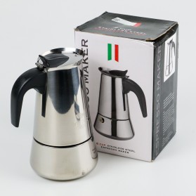 One Two Cups Espresso Coffee Maker Moka Pot Teko Stovetop Filter 300 ml 6 Cup - Z21 - Silver - 8