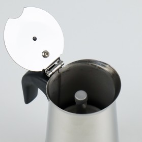 One Two Cups Espresso Coffee Maker Moka Pot Teko Stovetop Filter 100ml 2 Cup - Z21 - Silver - 3