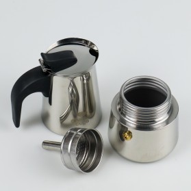 One Two Cups Espresso Coffee Maker Moka Pot Teko Stovetop Filter 100ml 2 Cup - Z21 - Silver - 5