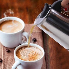 One Two Cups Espresso Coffee Maker Moka Pot Teko Stovetop Filter 100ml 2 Cup - Z21 - Silver - 6