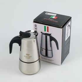 One Two Cups Espresso Coffee Maker Moka Pot Teko Stovetop Filter 100ml 2 Cup - Z21 - Silver - 8