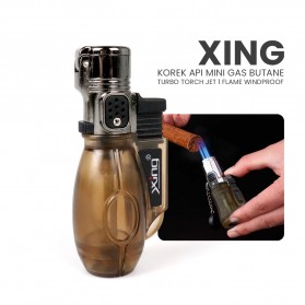 Xing Korek Api Mini Gas Butane Turbo Torch Jet 1 Flame Windproof - PE979 - Brown