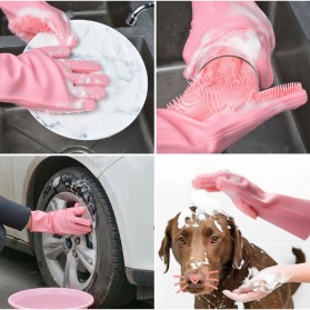 Funbaky Sarung Tangan Sikat Mencuci Magic Silicone Gloves - E034 - Pink - 3